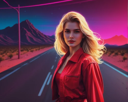 retro woman,retro background,xcx,red background,rosamund,neon arrows,electropop,neon lights,pink background,joanne,nerve,lup,futurepop,neon light,ann,tropico,austra,paloma,photoshop manipulation,red,Conceptual Art,Sci-Fi,Sci-Fi 12