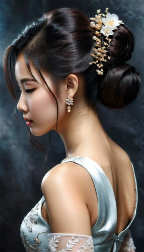 vietnamese woman,world digital painting,jasmine blossom,digital painting,asian woman,chunli,jasmine,oriental princess,romantic portrait,fantasy portrait,cheongsam,geisha girl,portrait background,mikimoto,oriental girl,oriental painting,ao dai,jasmine flower,japanese woman,huong,Conceptual Art,Daily,Daily 32