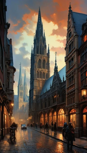 cologne,stephansdom,bremen,cologne cathedral,koln,grand place,ghent,delft,cologne panorama,aachen,muenchen,markale,neogothic,rouen,city of münster,world digital painting,prague,the city of mozart,brussels belgium,gothic church,Conceptual Art,Oil color,Oil Color 04