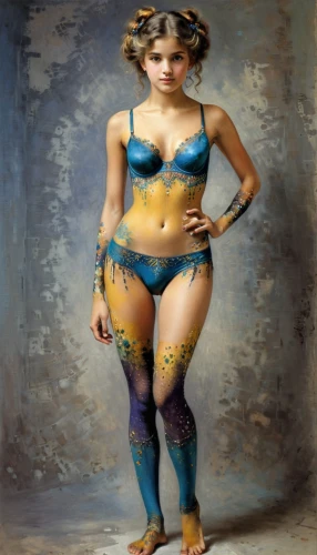 bodypaint,saudek,botero,baartman,bodypainting,italian painter,body painting,viveros,colombina,meyerhold,bonnat,dossi,bluestocking,woman with ice-cream,girl with cereal bowl,odalisque,painter doll,painted lady,genie,bacchante,Art,Classical Oil Painting,Classical Oil Painting 32