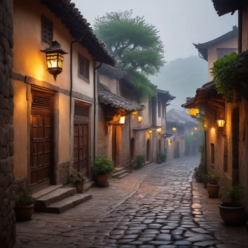 wuzhen,narrow street,pingyao,medieval street,the cobbled streets,yangshao,suzhou,lijiang,qingcheng,jiangnan,bukchon,wuyuan,guizhou,hutong,yangling,korean folk village,yangzhou,village street,hangzhou,yongjian,Conceptual Art,Daily,Daily 12