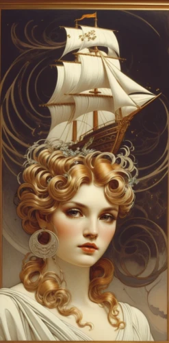 figurehead,ariadne,yachtswoman,goldwind,amphitrite,the sea maid,mauretania,sea fantasy,headsail,skyship,capstan,hesperides,sailer,horoscope libra,elcano,merchantman,sailing ship,maritimum,commandeer,ceramide,Illustration,Retro,Retro 03