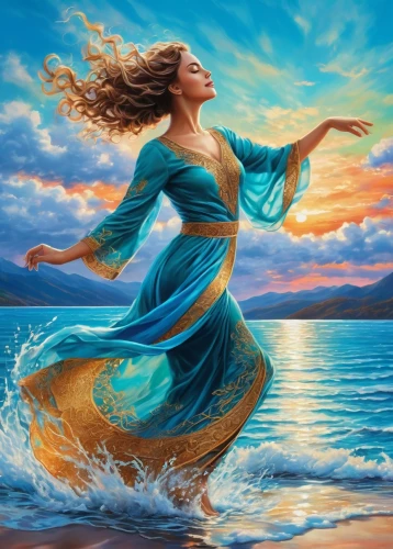 riverdance,the wind from the sea,amphitrite,mermaid background,gracefulness,eurythmy,sea water splash,ocean background,sirena,sirene,whirlwinds,exhilaration,world digital painting,atlantica,fluidity,flowing,flowing water,mediterranee,blue waters,the sea maid,Art,Classical Oil Painting,Classical Oil Painting 01