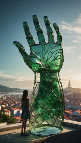 hand glass,buddha's hand,mother earth statue,monumenta,giant hands,public art,recycling world,lisbon,escultura,recyclebank,lisboa,praying hands,hand of fatima,3d art,recyclability,glass painting,arria,steel sculpture,slug glass,kartell,Illustration,Abstract Fantasy,Abstract Fantasy 07