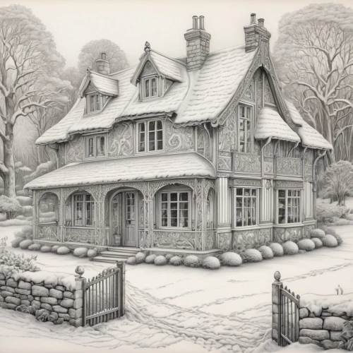 house drawing,victorian house,country cottage,cottage,old victorian,houses clipart,country house,winter house,victorian style,ludgrove,traditional house,victorian,new england style house,lincoln's cottage,summer cottage,witch's house,snow house,residential house,old house,country estate,Illustration,Black and White,Black and White 03