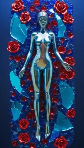 hirst,water rose,neon body painting,subaquatic,water flower,female body,nereid,under the water,water nymph,hologram,3d figure,underwater background,bodypainting,glass painting,blue rose,the body of water,female swimmer,surface tension,root chakra,water lotus,Conceptual Art,Oil color,Oil Color 23