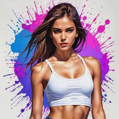 colorful background,female runner,panatta,fitness model,workout icons,sportif,fitnes,fashion vector,digital painting,vector art,fitness,wpap,vector graphic,neon body painting,world digital painting,sports girl,vector illustration,fit,athletic body,photo painting,Photography,General,Realistic