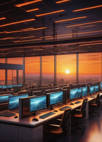 computer room,blur office background,the server room,modern office,cybercafes,cyberport,working space,offices,computerland,cyberscene,sky space concept,study room,desk,computerworld,workstations,dusk,computacenter,meeting room,terminals,3d rendering,Illustration,Retro,Retro 22