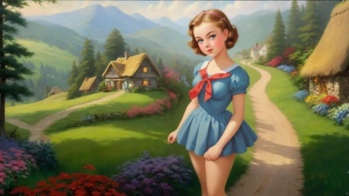 dorthy,heidi country,girl in flowers,dirndl,dorothy,girl in the garden,girl picking flowers,sylvania,walking in a spring,girl walking away,fonteyn,country dress,springtime background,a girl in a dress,girl in a long dress,girl with tree,belle,fairy tale character,sound of music,stepford