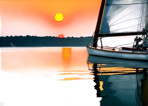 old wooden boat at sunrise,boat landscape,sailing boat,sailing orange,sailboat,bareboat,boothbay,sailing,sail boat,scarlet sail,red sail,mazury,fishing boat,eventide,backwaters,calm waters,wooden boat,sun reflection,boat on sea,damariscotta,Art,Artistic Painting,Artistic Painting 39