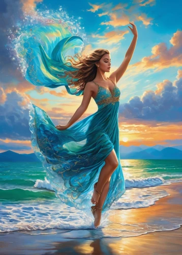 the wind from the sea,mermaid background,amphitrite,sirene,riverdance,sirena,sea water splash,ocean background,exhilaration,atlantica,fantasy picture,the sea maid,gracefulness,little girl in wind,fluidity,ocean waves,blue waters,celtic woman,naiad,fathom,Art,Classical Oil Painting,Classical Oil Painting 01