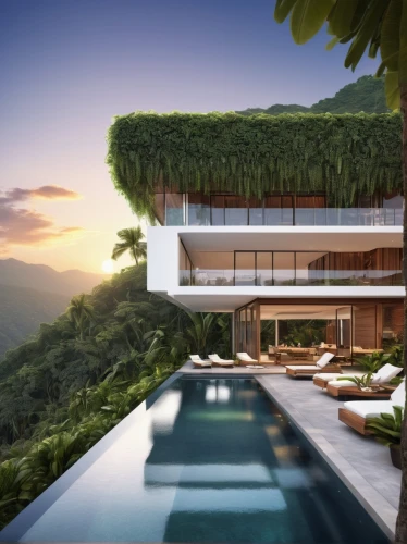 amanresorts,modern house,tropical house,dreamhouse,luxury property,modern architecture,dunes house,luxury home,beautiful home,house in the mountains,holiday villa,roof landscape,forest house,house in mountains,landscaped,pool house,crib,infinity swimming pool,fresnaye,prefab,Illustration,Retro,Retro 14