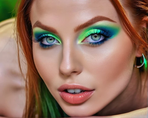 neon makeup,green eyes,eyes makeup,green skin,green and blue,chryste,peacock eye,green,blue and green,neon colors,pop art colors,vibrant color,blue green,colorful,verde,brights,loboda,chrysis,artpop,colorful light,Photography,General,Realistic