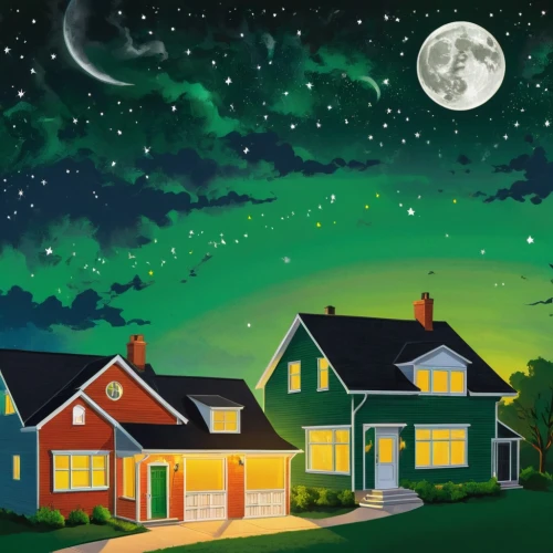 houses clipart,night scene,moon and star background,background vector,moonlit night,home landscape,moonwatch,moon night,house painting,moonlighted,children's background,dreamhouse,moonesinghe,moon addicted,cartoon video game background,moonlighters,moonstruck,guesthouses,moon at night,moonlit,Unique,Design,Sticker