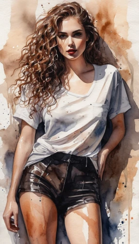 watercolor painting,watercolor background,photo painting,watercolour paint,digital painting,girl in t-shirt,coffee watercolor,watercolor women accessory,world digital painting,watercolor,girl drawing,overpainting,donsky,pittura,ink painting,watercolor pin up,oil stain,aquarelle,wilkenfeld,airbrushing,Illustration,Paper based,Paper Based 25