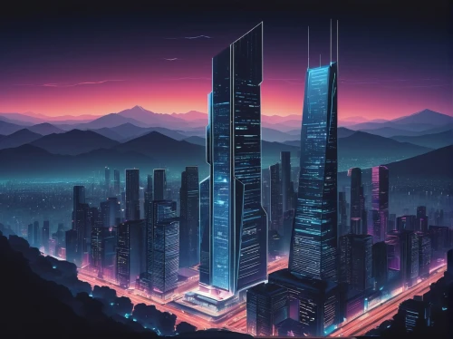 futuristic landscape,cybercity,guangzhou,cybertown,cyberport,chongqing,shenzhen,shanghai,ctbuh,chengdu,coruscant,digitalism,cyberworld,wanzhou,guiyang,mainframes,nanjing,skyscraper,futurist,wenxian,Illustration,Vector,Vector 06