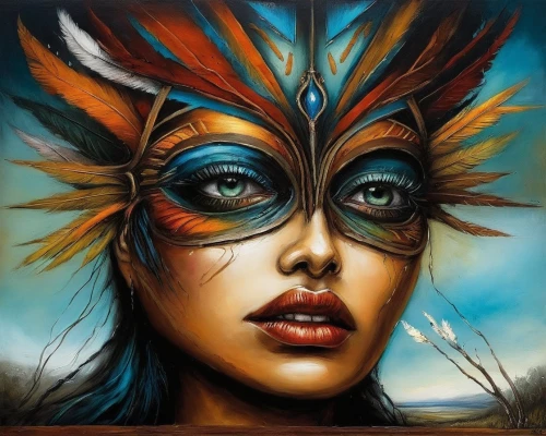 bodypainting,body painting,adnate,fantasy art,airbrush,viveros,bodypaint,feather headdress,tiger lily,headress,headdress,faery,masquerade,faerie,fantasy portrait,neon body painting,face paint,glass painting,peacock eye,shamanic,Illustration,Realistic Fantasy,Realistic Fantasy 34