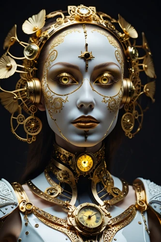 golden mask,gold mask,amidala,oshun,venetian mask,estess,maschera,gold paint stroke,ashkali,adornment,priestess,golden crown,diwata,durga,gilded,baoshun,mascarade,vodun,voodoo woman,gold crown,Photography,General,Realistic