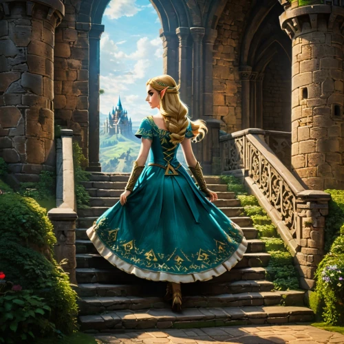 rapunzel,cinderella,eilonwy,princess anna,fairy tale character,fairy tale,fantasia,belle,ball gown,cendrillon,rosalina,3d fantasy,a fairy tale,celtic queen,fairytale,fantasy picture,fairy tale castle,girl on the stairs,zelda,storybook,Photography,General,Fantasy