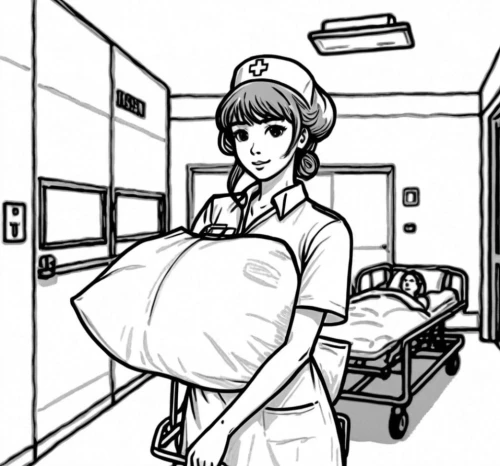 nurse,nursing,midwife,cleaning woman,female nurse,hospital staff,male nurse,housekeeper,lady medic,housemaid,housekeeping,obstetrician,healthcare worker,maidservant,sterilizations,delivery service,nurses,hosp,housekeepers,laboring,Design Sketch,Design Sketch,Black and white Comic