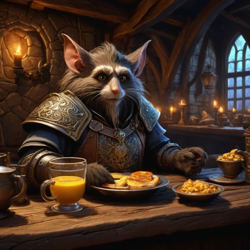 dwarf cookin,brotodiningrat,brewmaster,redwall,innkeeper,mmogs,arenanet,pottage,miqdad,cupbearer,catroux,cathala,fayre,rathskeller,tea party cat,tavern,nederpelt,gisulf,brewmasters,hrothgar,Illustration,Realistic Fantasy,Realistic Fantasy 22