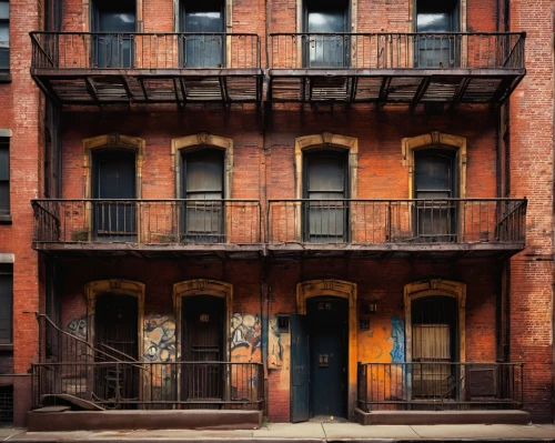 tenements,brownstones,brownstone,rowhouse,tenement,rowhouses,row houses,row of windows,lofts,fire escape,red brick,apartment house,callowhill,red bricks,balconies,baltimore,urban landscape,nolita,bowery,streetscape,Art,Artistic Painting,Artistic Painting 03