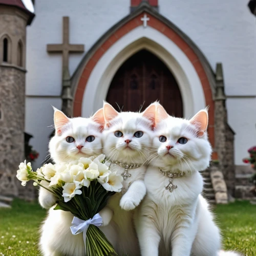 cat family,kiss flowers,wedding photo,brides,cat pageant,just married,catterns,bouquet of flowers,flower delivery,white cat,kittens,bouquets,angel's trumpets,cat lovers,baby cats,nuptials,snowcats,newlyweds,wedding ceremony,mignons,Photography,General,Realistic
