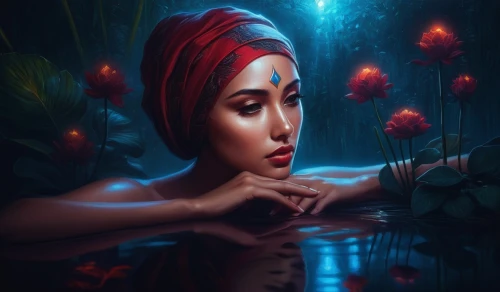 naiad,world digital painting,digital painting,mystical portrait of a girl,water lotus,water nymph,fantasy portrait,water rose,digital art,naiads,persephone,oil painting on canvas,amphitrite,fantasy art,fantasy picture,digital artwork,lily of the nile,underwater background,submerged,dyesebel,Illustration,Realistic Fantasy,Realistic Fantasy 25