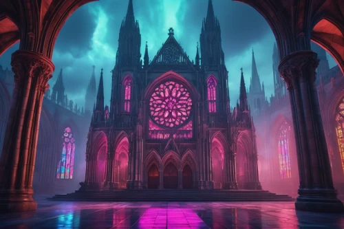 haunted cathedral,gothic church,cathedral,cathedrals,sunken church,sanctum,hall of the fallen,neogothic,duomo,gothic,praetorium,black church,holy place,notredame,basilica,templedrom,sanctuary,the cathedral,bioshock,mausolea,Conceptual Art,Sci-Fi,Sci-Fi 28