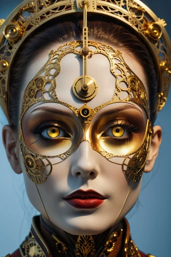 amidala,venetian mask,golden mask,gold mask,surana,concubine,estess,dakini,fantasy portrait,gandhari,headpiece,theodora,priestess,oiran,maschera,derivable,masquerade,geisha,circlet,golden crown,Photography,General,Realistic
