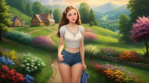 landscape background,springtime background,girl in the garden,girl in flowers,farm background,world digital painting,fantasy picture,spring background,girl picking flowers,flower background,portrait background,girl in a long,countrygirl,forest background,cartoon video game background,dorthy,dressup,girl in t-shirt,nature background,golf course background