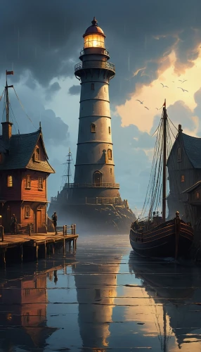 lighthouses,lighthouse,electric lighthouse,light house,red lighthouse,harbor,novigrad,waterhouses,maiden's tower,world digital painting,lightkeeper,nantucket,windows wallpaper,annapolis,harborlights,evening atmosphere,fantasy picture,phare,syberia,lamplight,Conceptual Art,Oil color,Oil Color 12