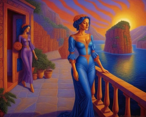 dubbeldam,hildebrandt,tretchikoff,klarwein,morning illusion,follieri,coville,oil painting on canvas,lachapelle,mcquarrie,mcquade,paschke,rhinemaidens,priestesses,oil painting,art painting,la violetta,mostovoy,majorelle,mcconaghy,Illustration,Abstract Fantasy,Abstract Fantasy 21