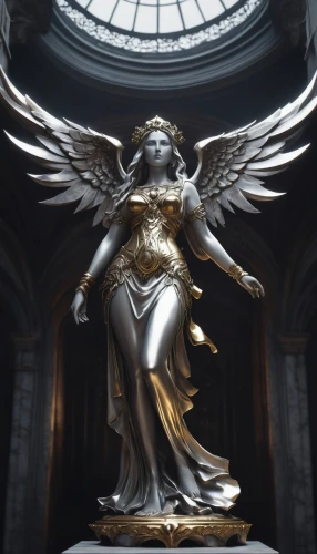 angel statue,baroque angel,eros statue,justitia,archangel,goddess of justice,lady justice,the archangel,the statue of the angel,seraph,sapientia,seraphim,athena,angel figure,aureum,cherubim,beneficence,winged victory of samothrace,metatron,the angel with the veronica veil,Art,Classical Oil Painting,Classical Oil Painting 23