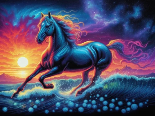 unicorn background,colorful horse,unicorn art,pegasys,unicorn,painted horse,nikorn,skyhorse,dream horse,fire horse,darkhorse,cheval,pegasus,rainbow unicorn,equine,sleipnir,black horse,pegasi,pegaso,garrison,Illustration,Realistic Fantasy,Realistic Fantasy 25