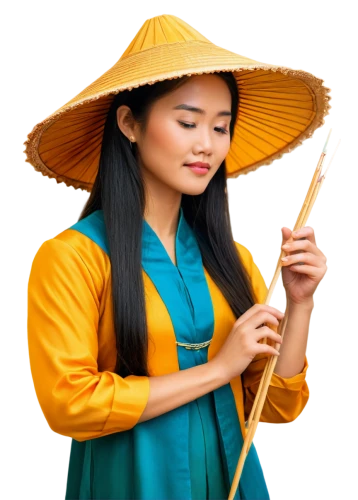 vietnamese woman,asian conical hat,vietnamese tet,ao dai,nghe,asian woman,joss stick,qibao,asian costume,laotians,chuseok,asian lamp,vesak,yellow sun hat,vietnamese,asian umbrella,japanese woman,asian culture,buddhist monk,erhu,Illustration,Realistic Fantasy,Realistic Fantasy 05