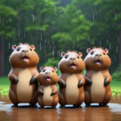 in the rain,chipmunks,raindops,walking in the rain,rainy day,rain cats and dogs,rain shower,raining,rainy,rainy season,hedgehogs,heavy rain,rain,gruffalo,rainy weather,tanuki,rain stoppers,raincoats,squirrels,groundhogs,Unique,3D,3D Character