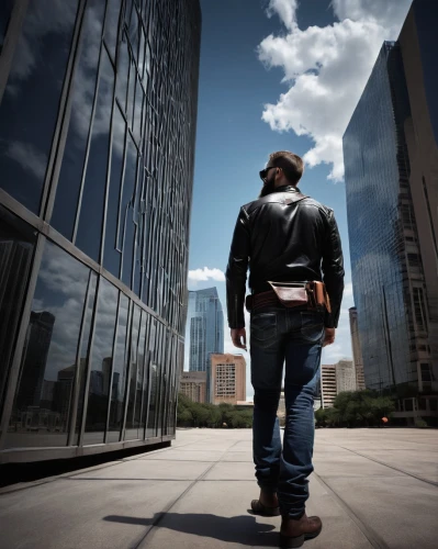 walking man,rencen,urbanist,cowboy silhouettes,motorcity,skyscraping,skycraper,man silhouette,backlit shot,compositing,city life,journeyman,silhouette against the sky,standing man,the edge,workingman,skywalks,city ​​portrait,holstered,citicorp,Illustration,Realistic Fantasy,Realistic Fantasy 17