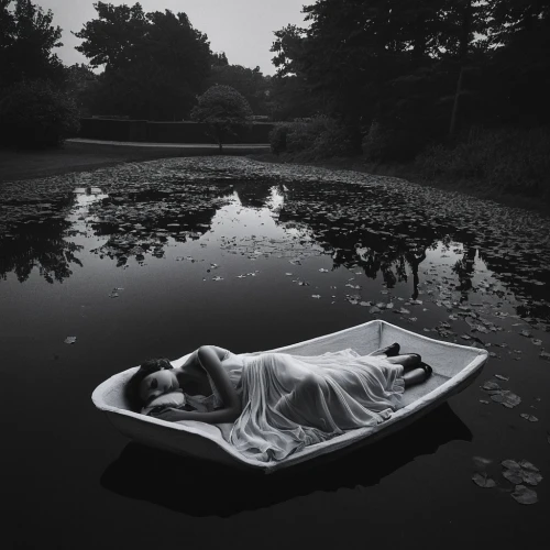adrift,coracle,floatable,floating on the river,pedalo,ophelia,lartigue,sunken boat,frissell,afloat,harmlessness,waterbed,rowboat,sirene,radoslaw,idyll,girl on the boat,conceptual photography,seadrift,dinghy,Photography,Black and white photography,Black and White Photography 15