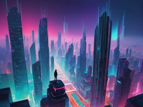 futuristic landscape,cybercity,cyberpunk,cityscape,futuristic,cybertown,metropolis,fantasy city,colorful city,cyberworld,futurist,bladerunner,cyberport,synth,skyscraper,dystopian,vast,futuregen,neuromancer,cityzen,Illustration,Paper based,Paper Based 19