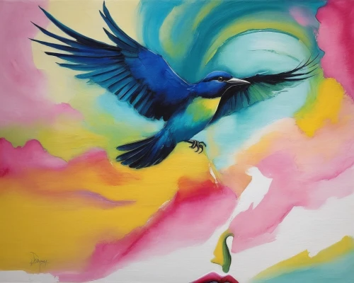 bird painting,colorful birds,watercolor bird,humming birds,hummingbirds,colibri,blue bird,humming bird,peace dove,sunbird,volar,humming bird pair,oil painting on canvas,oiseaux,art painting,color feathers,bluejay,lovebird,flying birds,dove of peace,Illustration,Paper based,Paper Based 06
