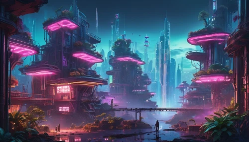 futuristic landscape,fantasy city,cybertown,cybercity,cyberia,cyberpunk,metropolis,microdistrict,cyberworld,cityscape,cyberport,colorful city,ancient city,synth,kinkade,areopolis,futuristic,cyberscene,polara,scifi,Illustration,Abstract Fantasy,Abstract Fantasy 13