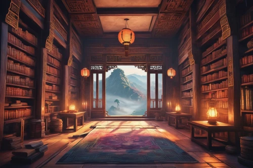 book wallpaper,study room,fantasy landscape,dojo,backgrounds,bookshelves,background design,cartoon video game background,fantasy picture,inglenook,reading room,library,old library,bookcases,sci fiction illustration,bibliophile,spellbook,wudang,sanctum,hall of the fallen,Conceptual Art,Daily,Daily 21