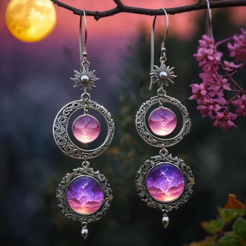 pendants,dream catcher,stone jewelry,gemstones,lunar phases,moonstones,earrings,purple moon,amethyst,adornments,baubles,pendentives,jewelry florets,autumn jewels,sun and moon,earring,amulets,bezels,fairy lanterns,jewelery,Photography,General,Fantasy