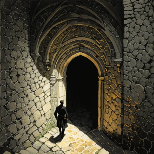 shadowgate,undercroft,passageway,hall of the fallen,crypt,passage,doorways,archway,arcaded,archways,cloistered,passageways,cellar,doorway,alcove,cathars,entrances,cloisters,kotor,entrada,Illustration,Black and White,Black and White 02
