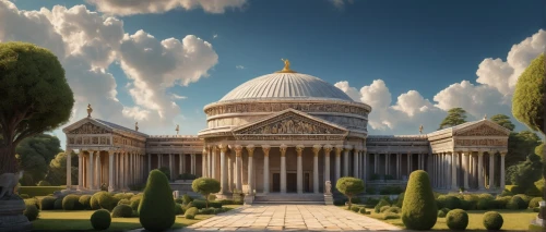 ctesiphon,bahai,marble palace,greek temple,neoclassical,house of allah,mausolea,temple of diana,artemis temple,rulership,halicarnassus,royal tombs,tempio,palladian,metapontum,roman temple,the ancient world,jardiniere,neoclassicism,classical antiquity,Illustration,Paper based,Paper Based 18