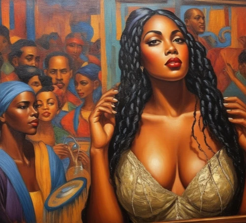 african american woman,beautiful african american women,latell,black woman,black women,miseducation,african woman,ofili,manigault,african art,welin,lachapelle,africana,womanist,currin,nubian,nubians,afro american girls,viveros,oil painting on canvas,Illustration,Realistic Fantasy,Realistic Fantasy 21