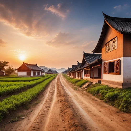 korean folk village,rice fields,wooden houses,inle,asian architecture,teahouses,hanok,rice terrace,the rice field,rice field,yangshao,ricefield,vietnam,longhouses,row of houses,southeast asia,rice paddies,south korea,gyeongju,ricefields,Photography,General,Realistic