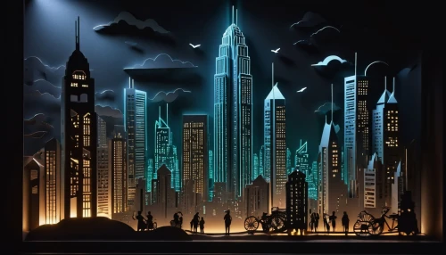 metropolis,superhero background,gotham,arkham,coruscant,futuristic landscape,cityscape,city skyline,sci fiction illustration,fantasy city,cybercity,capcities,gothams,art deco background,skyscrapers,cartoon video game background,mobile video game vector background,megalopolis,lantern bat,megacorporations,Unique,Paper Cuts,Paper Cuts 10