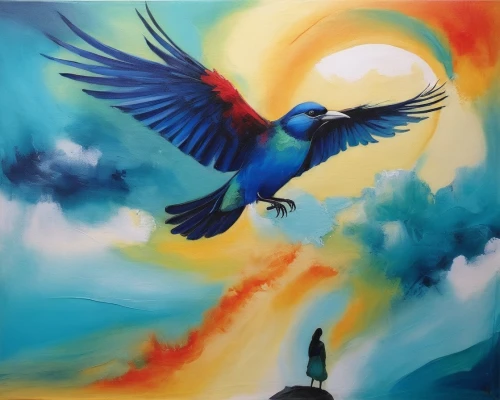 bird painting,oil painting on canvas,colorful birds,art painting,blue bird,humming birds,macaws of south america,macaws,macaws blue gold,blue macaws,birds in flight,bird in the sky,flying birds,volar,blue macaw,birds flying,oil painting,peace dove,macaw,bird flight,Illustration,Paper based,Paper Based 06
